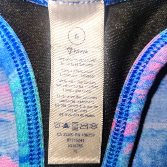 Ivivva Lululemon Tank Reversible Black Blue Pink Psychedelic Keep Ur Cool Size 6 - Picture 6 of 9